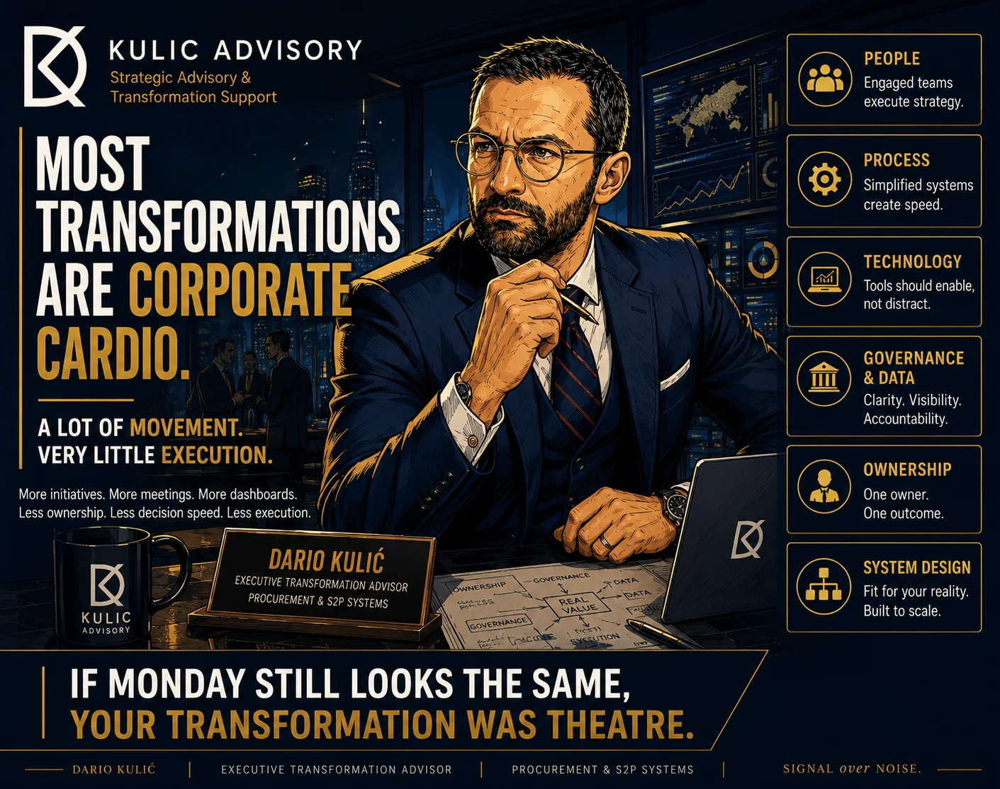 Most transformations are corporate cardio: a lot of movement, very little execution.